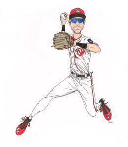 ink illustration of trea turner