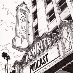 Ink illustration podcast cover for the 21st rewrite